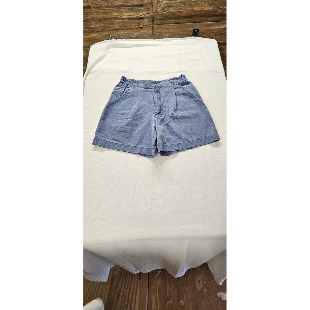 Royal Robbins Blue Canvas Pleated Shorts Womens Elastic Back Outdoor Hiking 27